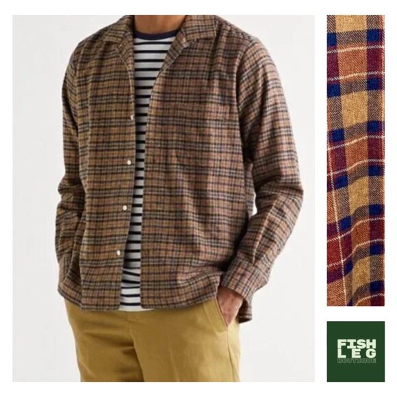 Gitman Brothers Other - Gitman Bros Vintage | Cotton Tweed Check Camp Shirt - Brown & Navy / Sz S